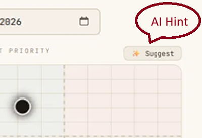 The AI Suggest button on the Create Task panel